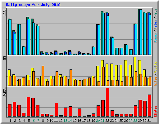 Daily usage for July 2019
