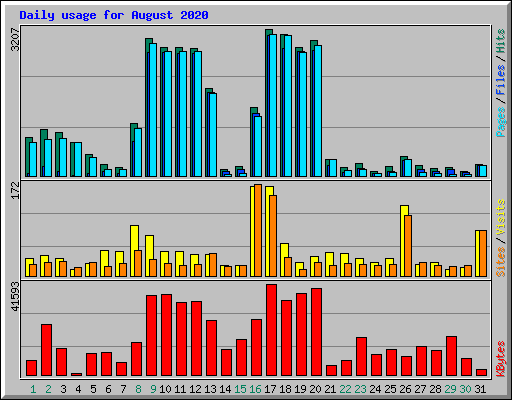 Daily usage for August 2020
