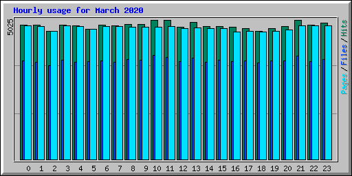 Hourly usage for March 2020