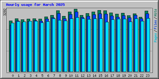 Hourly usage for March 2025